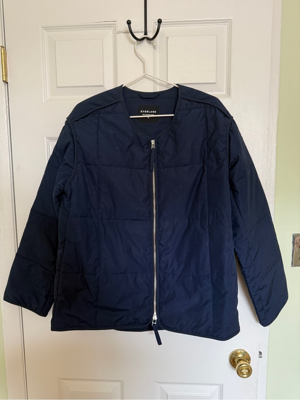 Everlane Navy Quilted Zip Jacket